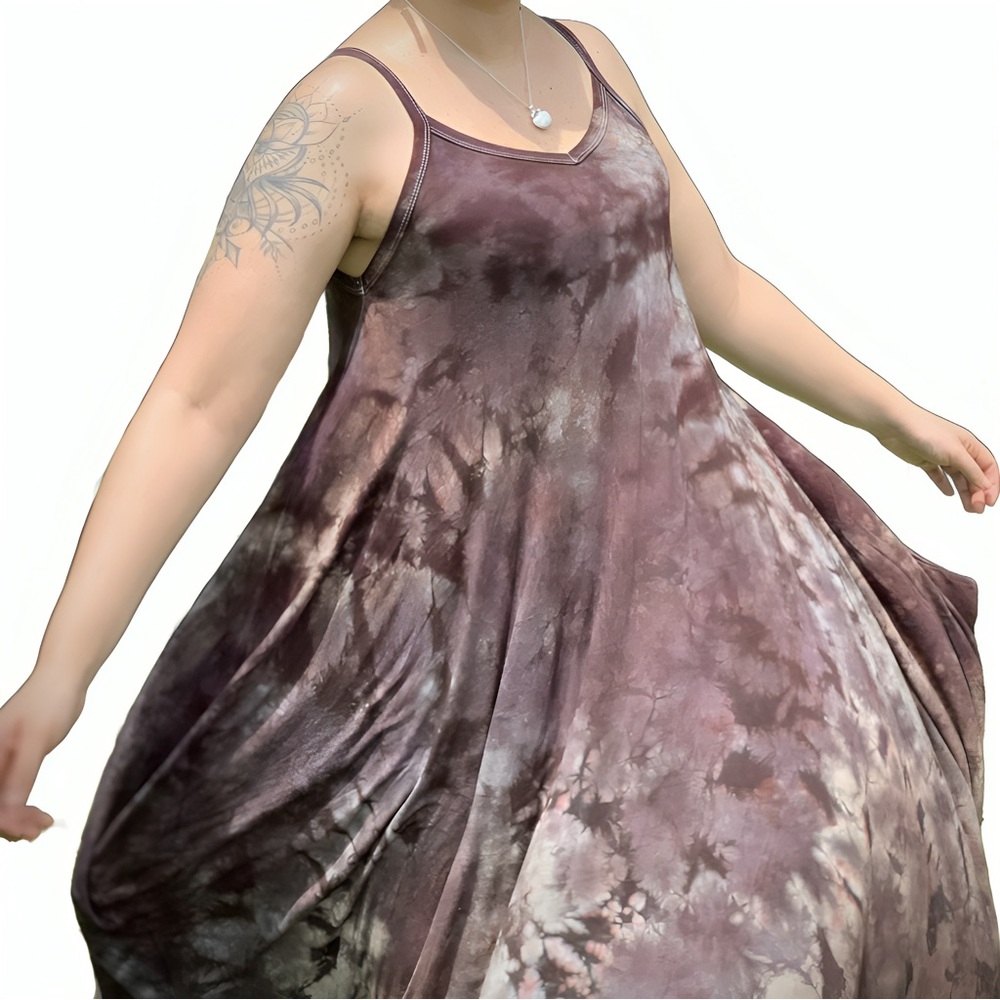 Tie Dye Gray and Black Maxi Dress - Picture 5 of 13